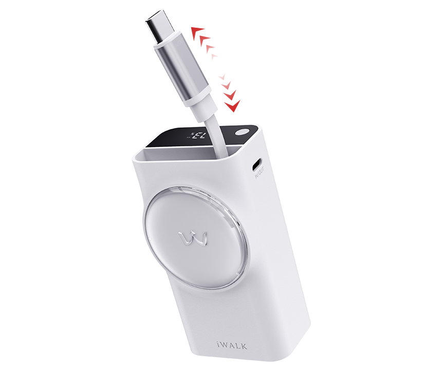 iWALK LinkPod Reel |  Built-in 2.3ft Retractable Cable Portable Charger